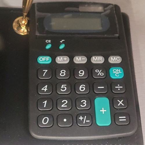 Vintage Sunda desk set new with calculator and pen