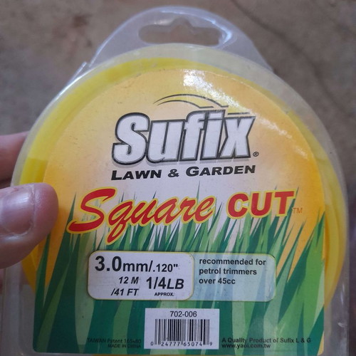 Sufix square cut trimmer line 3.00mmx12m new