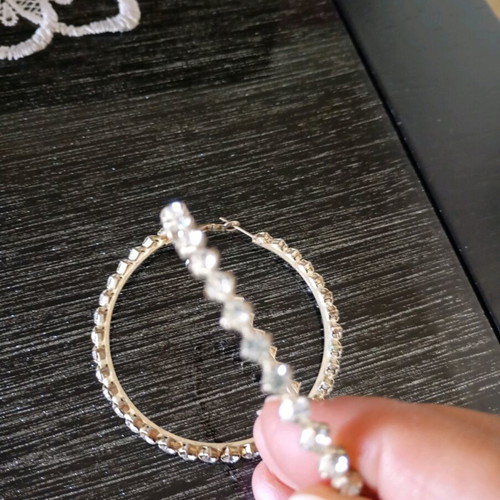 Large hoop earrings with rhinestones like new