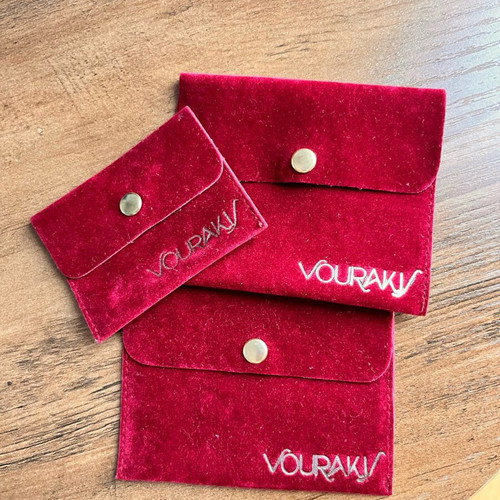 Vourakis velvet pouches pack of 3, burgundy, new