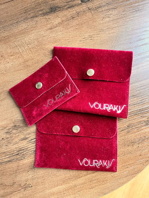 Vourakis velvet pouches pack of 3, burgundy, new