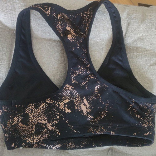 Skechers sports bra like new, black with gold
