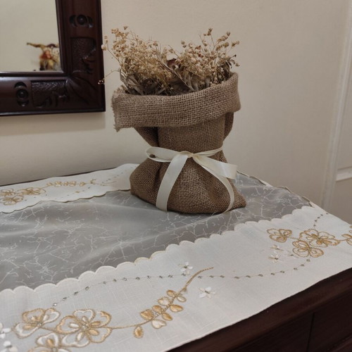 Decorative sack with dried flowers like new