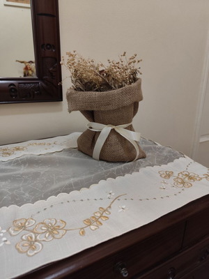 Decorative sack with dried flowers like new