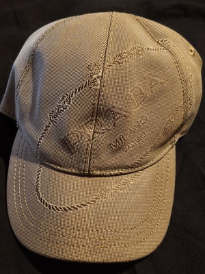 Prada Milano jockey hat size L like new, beige with leather details