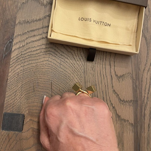 Louis Vuitton Double Cube Ring, gold-tone metal, size 53-54