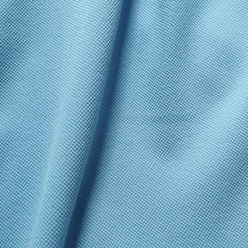 Set like new with blue knee-length skirt and semi-transparent top with ruffles