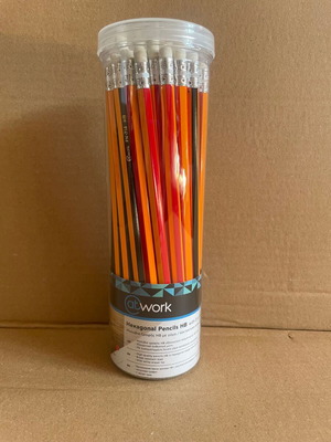 @Work Hexagonal HB Wooden Pencils with Eraser, pack of 50