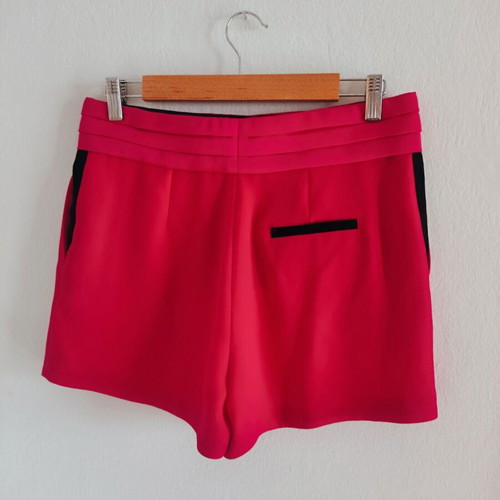 The Kooples elegant hot pink shorts with black velvet details like new, size M