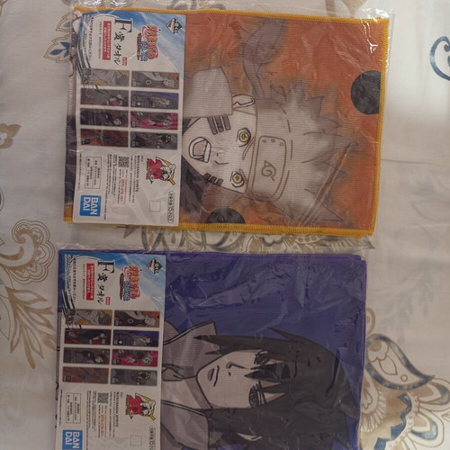 Naruto and Sasuke Kuji prize towels new, sealed