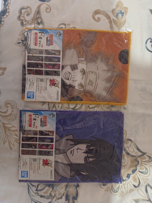 Naruto and Sasuke Kuji prize towels new, sealed