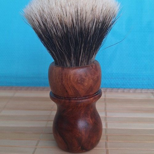 Elite Razor Amboyna Burl Shaving Brush like new, handmade USA