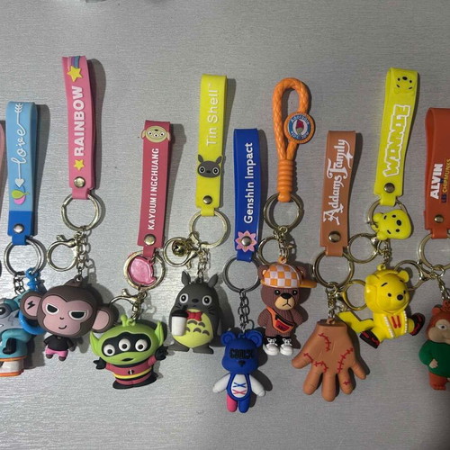 Set of 10 Silicone 3D Keychains new, pop culture and anime heroes