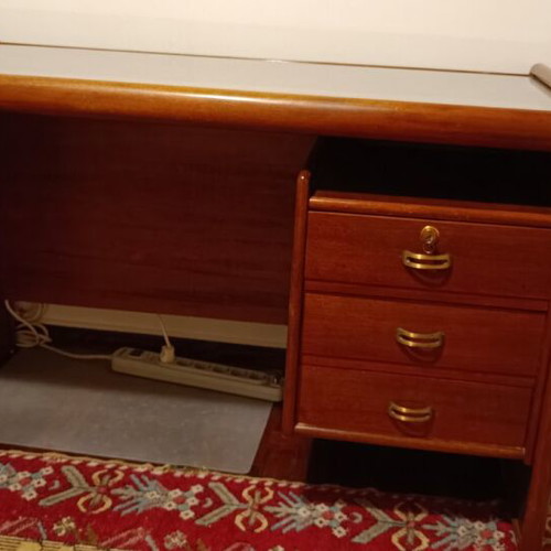 Desk walnut with glass used