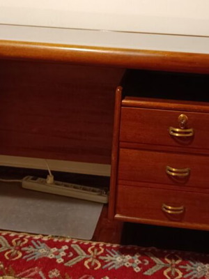 Desk walnut with glass used