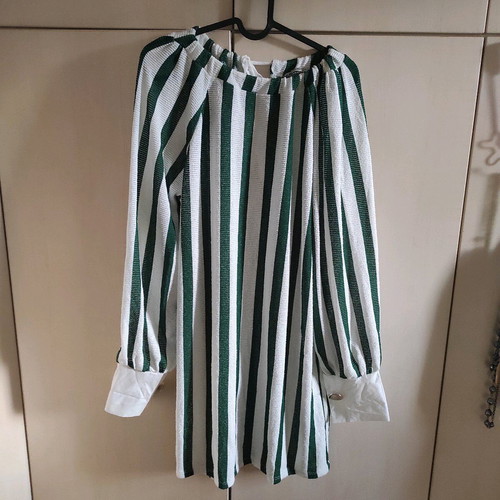 Zara long blouse dress like new, white and green, size L