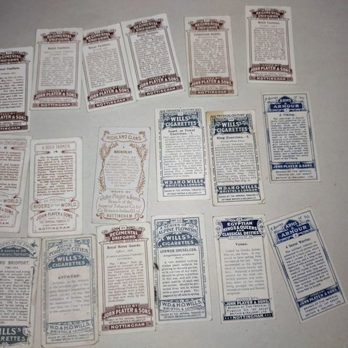 English cigarette collectible cards, pack of 18 pieces