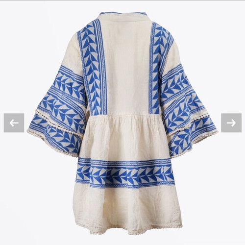 Pearl and Caviar cotton blouse like new, S/M, white and blue
