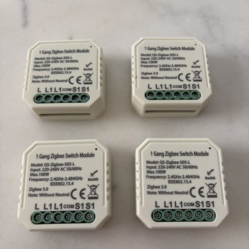 Smart Home Zigbee Tuya Smartlife Switch Modules without Neutral, pack of 4, like new