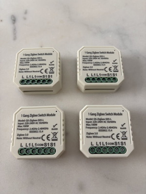 Smart Home Zigbee Tuya Smartlife Switch Modules without Neutral, pack of 4, like new