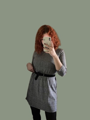Stradivarius checked dress gray, size L, like new