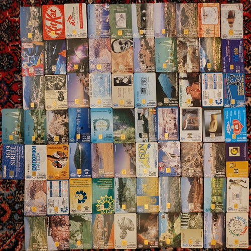 Phone cards used, pack of 72, mainly 1990s