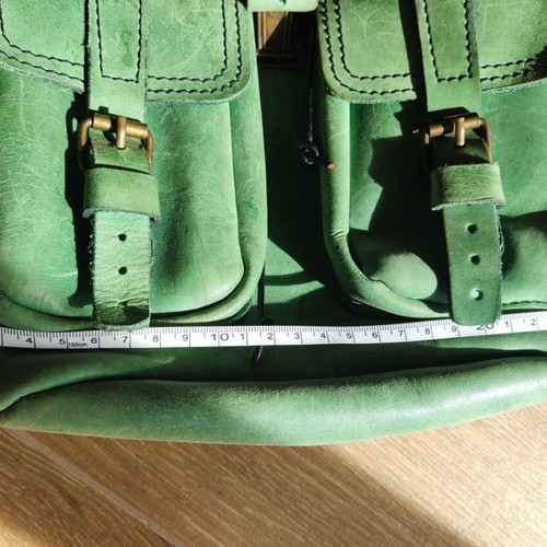 Vintage backpack green genuine leather used