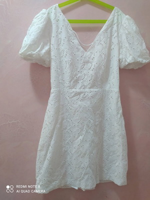 Mango short dress white broderie with back opening like new