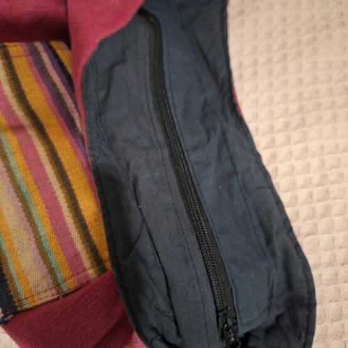 Boho crossbody bag used, fabric, red multicolor