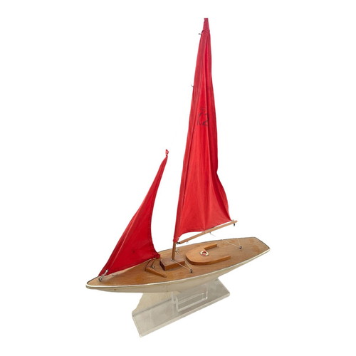 Large polyester and wood vintage sailboat used with stand