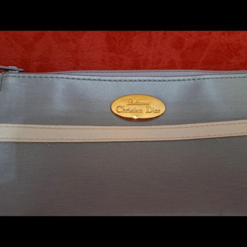 Dior Vintage Toiletry Bag Gray-Silver Satin New