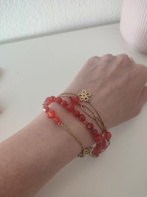 Pilgrim bracelet like new, red and gold