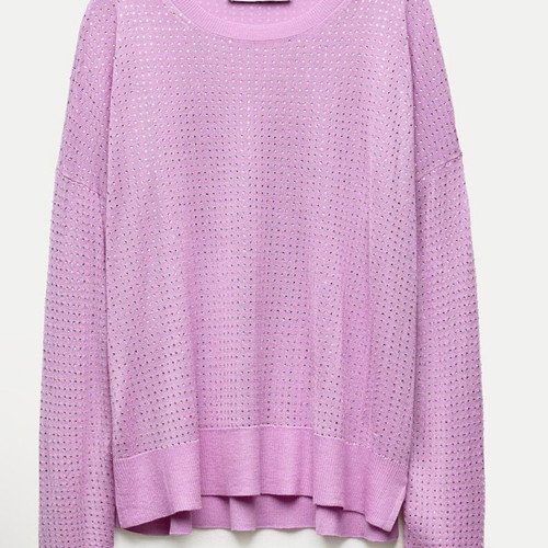 Top with fine knit and rhinestones Zara size M like new, pink