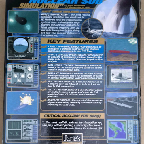Jane's Combat Simulations 688(I) Hunter/Killer PC CD-ROM like new