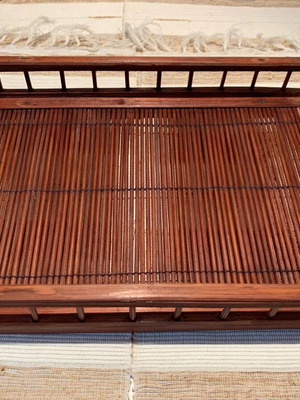 Handmade wooden serving tray new, rectangular, warm rust color