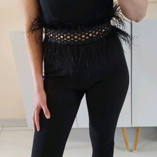 Brigitte boutique jumpsuit with feathers like new, black, size S