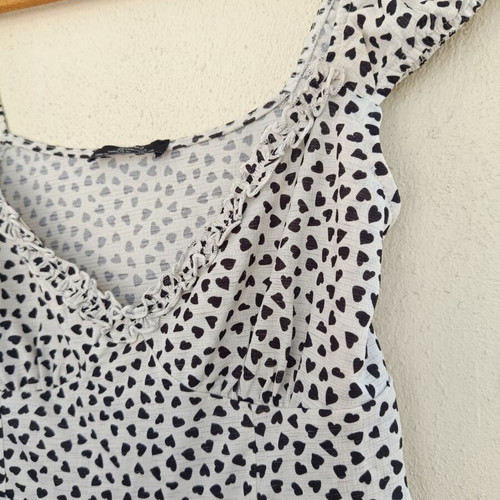 Bershka mini dress medium, black and white heart print, like new