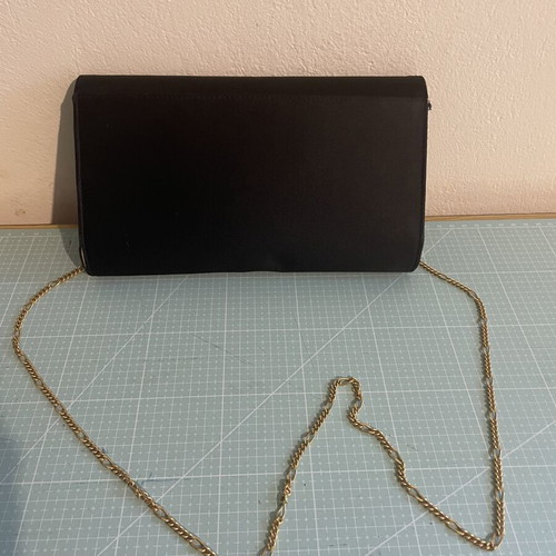 Satin bag crossbody like new, black vintage evening with chain