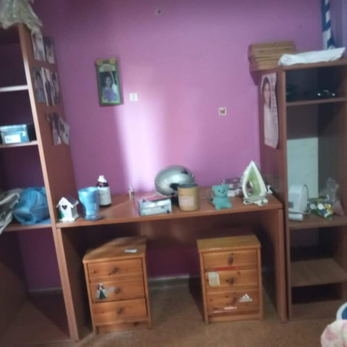 Desk set used with bookshelf, wardrobe and nightstands