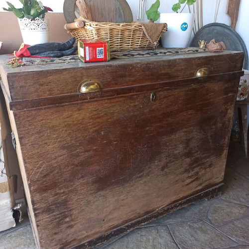 Wooden chest trunk used vintage bohemian style