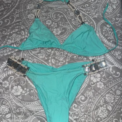Beach Bunny bikini refurbished, turquoise, size M 38 10