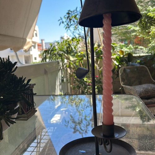 Vintage metal candlestick with adjustable shade like new