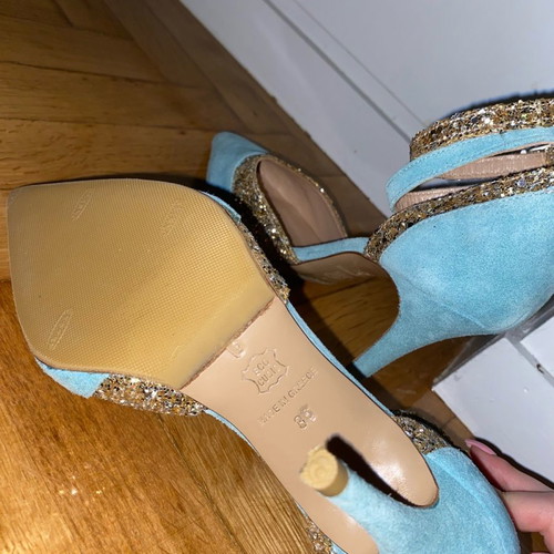 Once Upon A Shoe Stiletto Heels used, blue with gold details, size 36