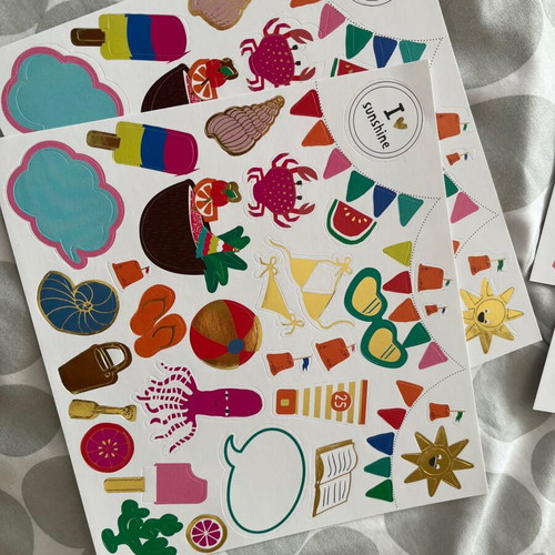 Scrapbooking kit used with stickers and decorative papers