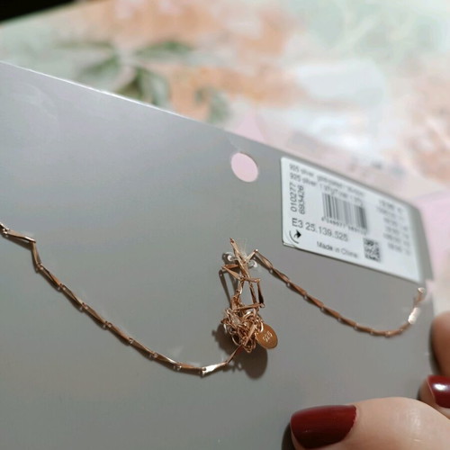 925 Silver Choker with Rose Gold Plating New