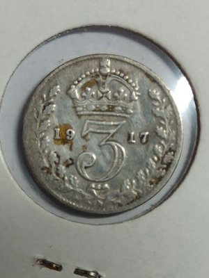 Great Britain 3 Pence 1917 silver used