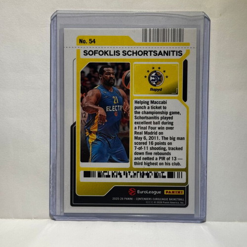 Panini Contenders Euroleague Card Sofoklis Schortsanitis 2025-26 new #199