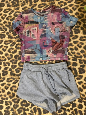 H&M mako shorts and Primark transparent blouse like new, multicolor