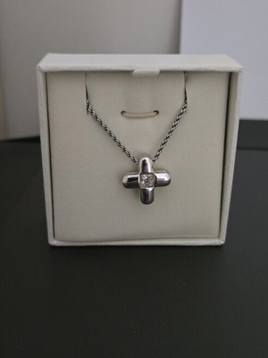 Swarovski vintage διπλής όψης κολιέ σταυρός σαν καινούργιο, ασημί