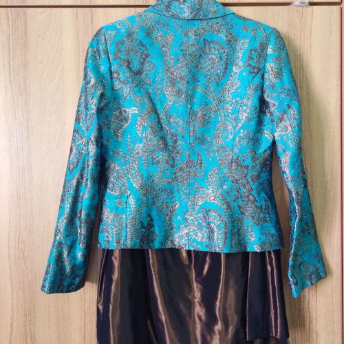 Raxevsky three-piece turquoise brocade suit, new